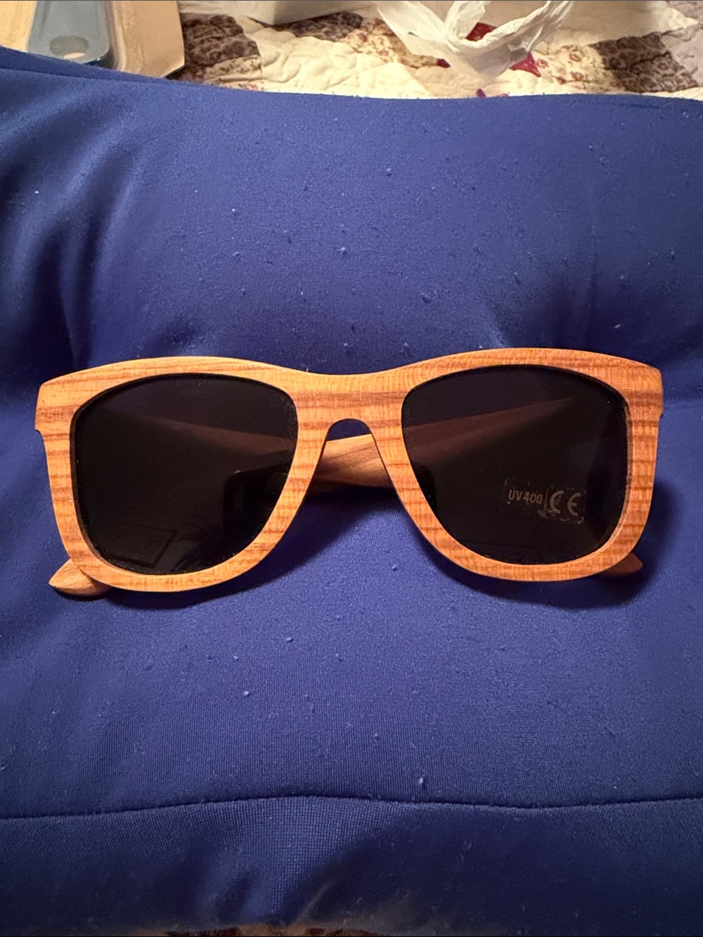 Wood-Style Frame Sunglasses with Dark Lenses
